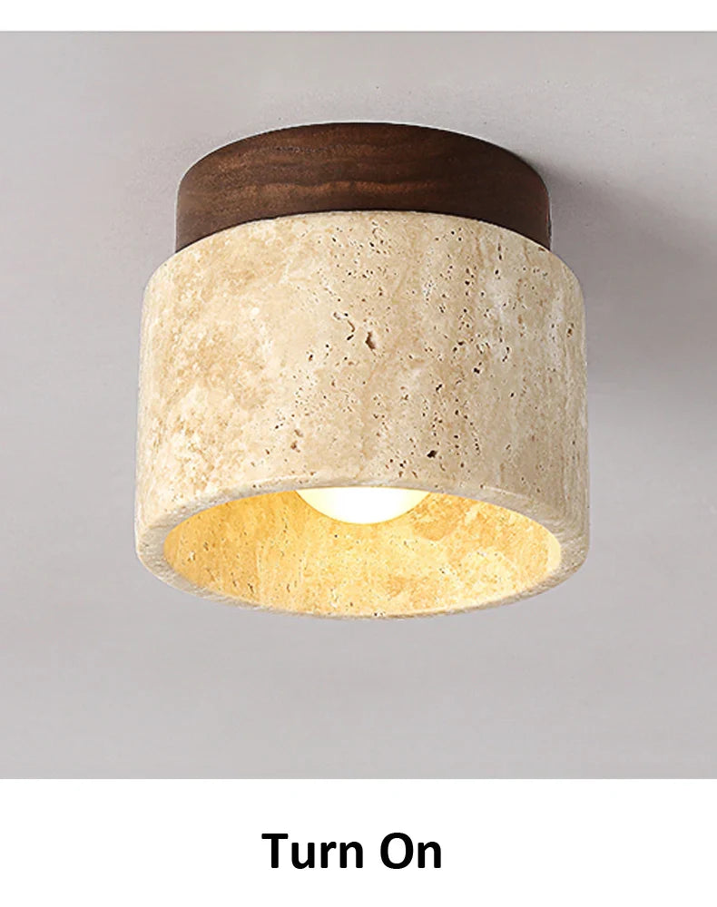 Japanese Style Stone Wood Ceiling Light