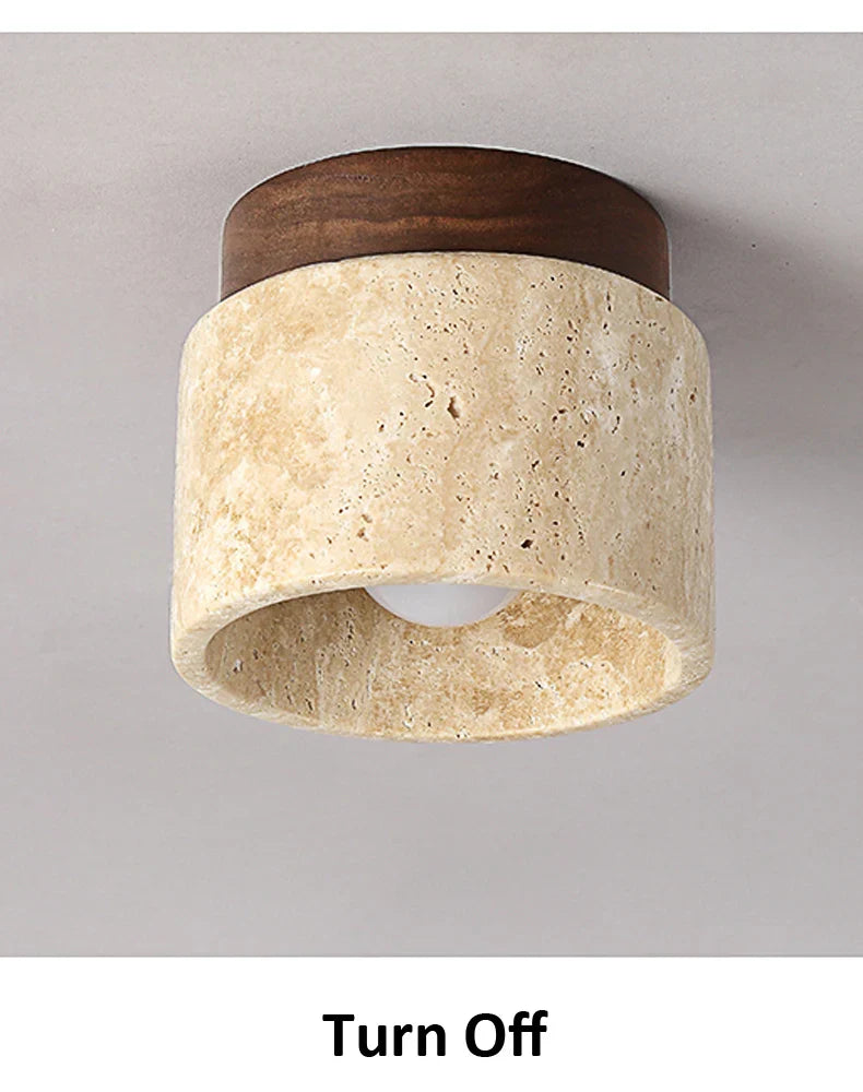 Japanese Style Stone Wood Ceiling Light