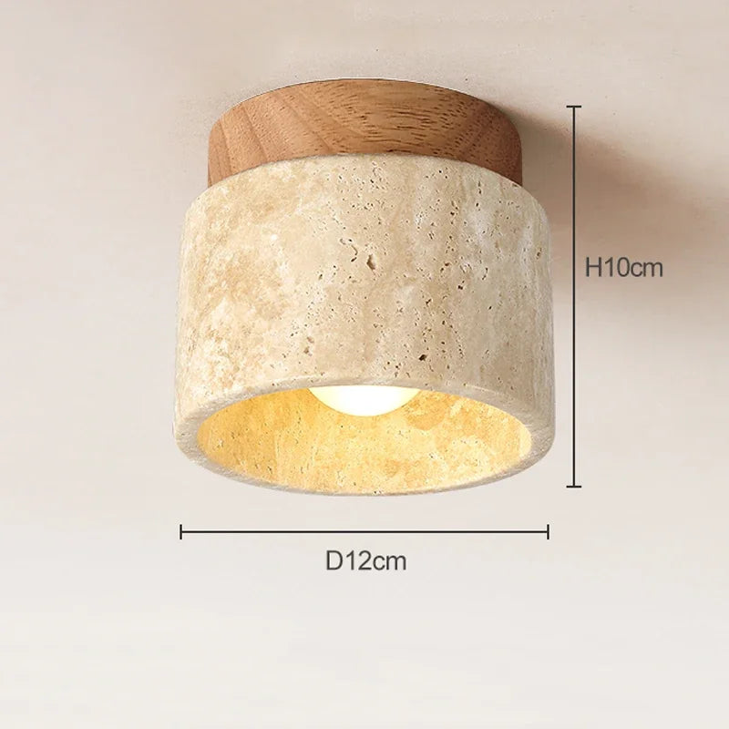 Japanese Style Stone Wood Ceiling Light