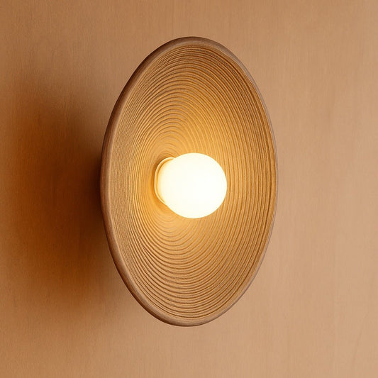 Japandi Round Wood Wall Sconce