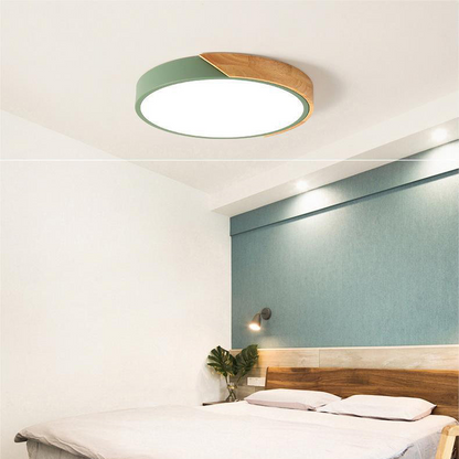 Wooden LED Flush Mount Ceiling Light